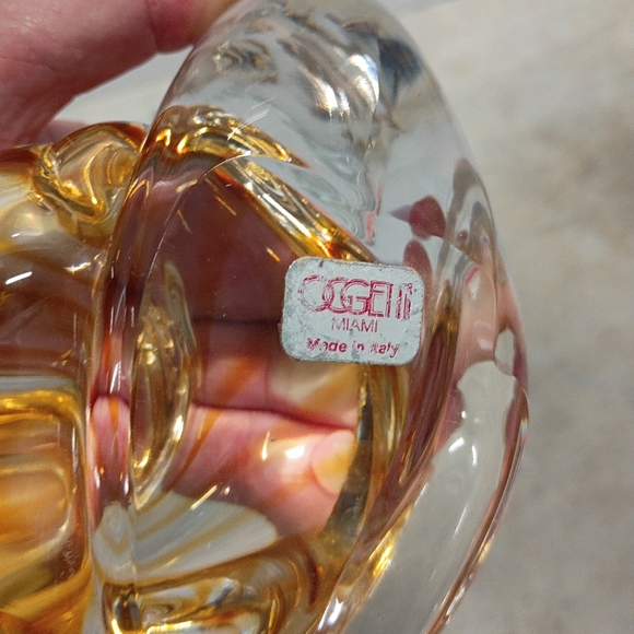 Elegant Italian Glass Snail Sculpture - Gold and Clear - Picture 2 of 16